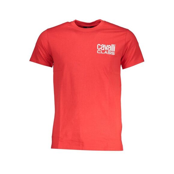 Cavalli Class Short Sleeve Crew Neck Tee Men Red T-Shirts